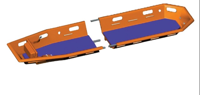 Basket stretcher, Spencer twin shell, orange, black mattress